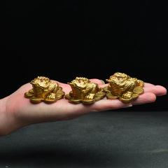 Ruiju Metal Brass Golden Toad Ornament Small Three-legged Toad Bronze Crafts Opening Gift B01 Golden Toad