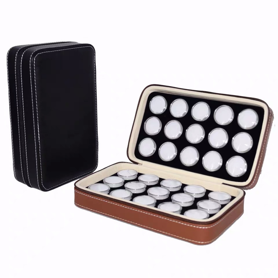 [Factory Store] Transparent Bullet Box Round Naked Diamond Gem Box Tianzhu Nail Art Small Round Box 30-position Zipper Bag