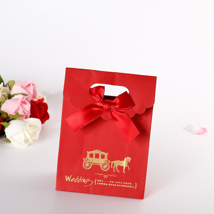 定做结婚用品中式喜糖盒 蝴蝶结手提礼品纸袋通用包装喜糖纸盒