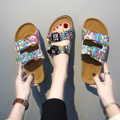 2024休閒拖鞋兩扣平底軟拖涼拖外貿博肯軟底耐地磨情侶拖鞋男