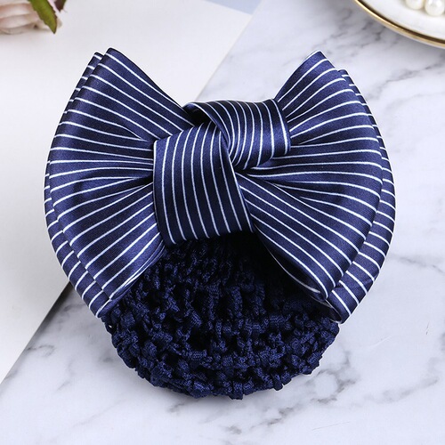 Professional hair net bag Korean version striped bow bank hairpin nurse hair accessories mobile stewardess hotel hair accessories