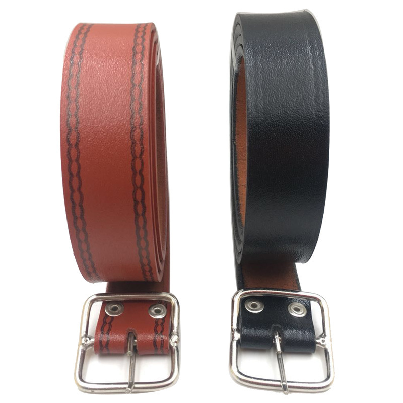 Men's Workwear Miner's Pants Belt, Cut Leather with Steel Wire Buckle, Edge-Sealed Electrician's Pants Belt, Wholesale Workwear