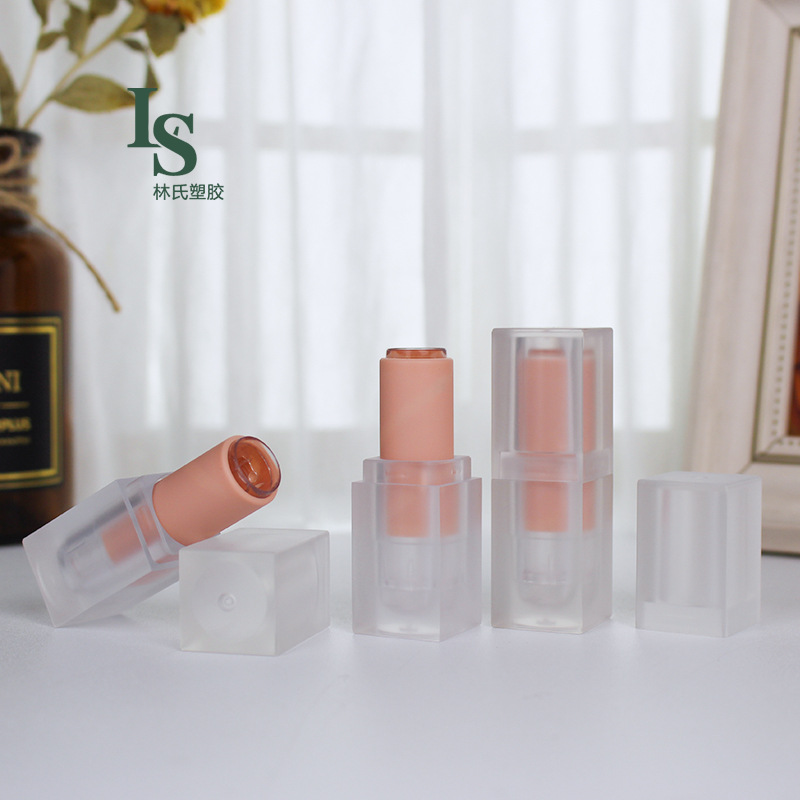 林氏新款 水晶磨砂玻璃质感 裸粉中束方管 口红空管彩妆包材