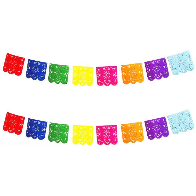 Bandera de tirón mexicana piñata fiesta temática Bandera de tirón fieltro Día de la bandera muerta colorido cuadrado hueco tirar flor