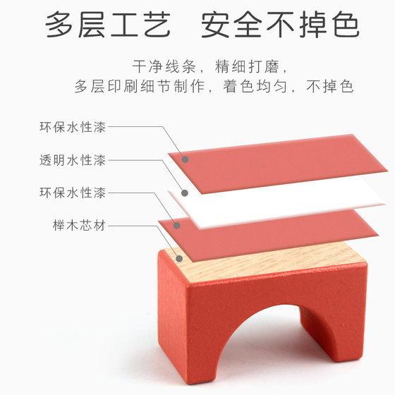 94 Beech large particle wooden solid wood building blocks assembling digital letters color building blocks toy manufacturer