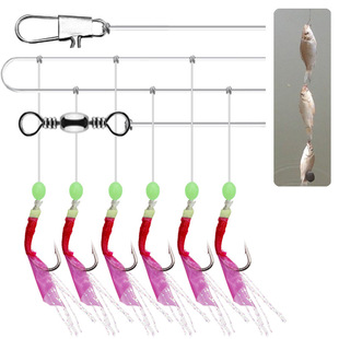 Wei He Yi/Shini Rubber Shrimp Skin Bionic String Hook 6 Hook with Luminous Fish Skin Hook Luya Hook Fishing Gear Accessories