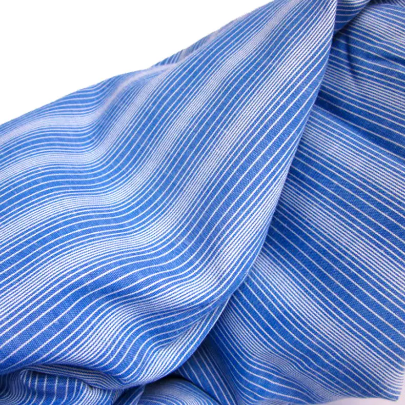 现货供应涤棉色织平纹条子布TC条子衬衫面料交织布欧美风格竖条纹