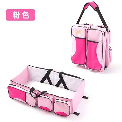 Factory Supply Portable Travel Folding Baby Bed Multi-functional Mummy Bag Fashion Storage Maternity Bag Foreign Trade Bed Bag