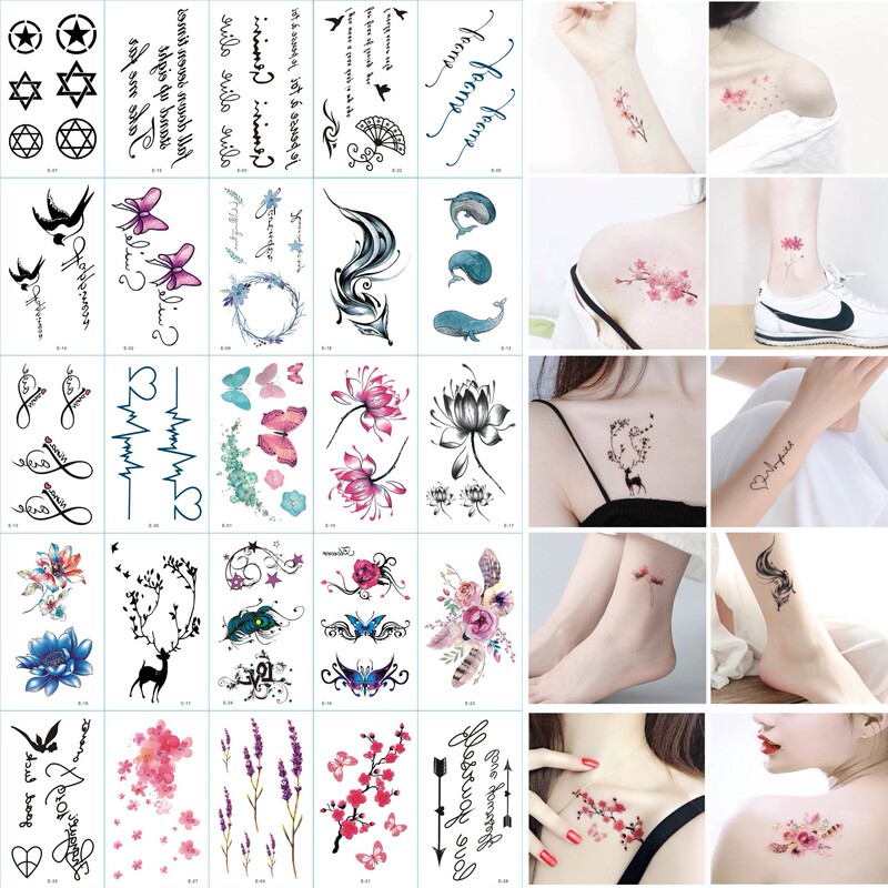 Factory in stock wholesale small fresh tattoo stickers English letters cartoon temporary tattoo stickers small batch custom