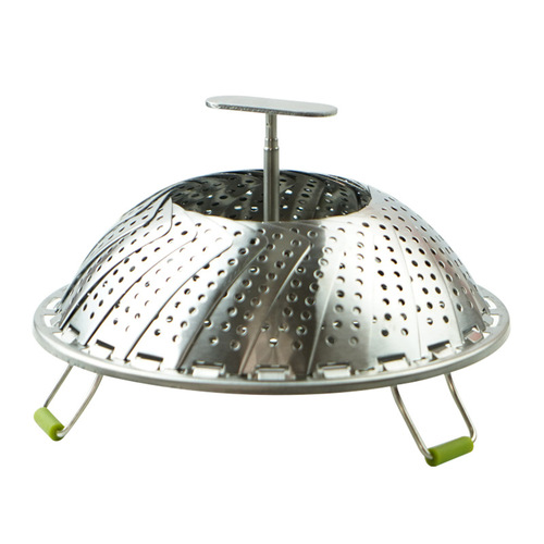 Household stainless steel folding steamer, multifunctional egg steaming rack, telescopic handle, steamer, versatile steaming tray, color box