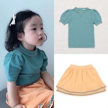 ins2024春夏mp系列同款精美女童超柔软针织蓝色上衣