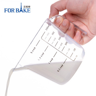 French Bakers Transparent 250ml 500ml Plastic Measuring Cup with Handle Double Scale Millimeter Cup Solution Measuring Cup