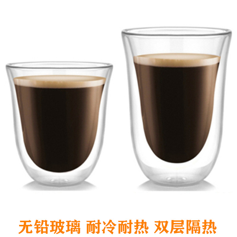 保温玻璃杯双层透明茶水杯子酒杯果汁杯 耐热270ml新款创意咖啡杯