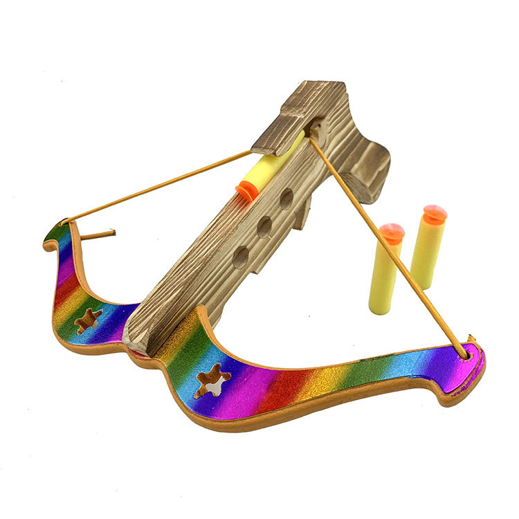 Children's Outdoor Shooting Toy Foam Bullets Non-Lethal Colorful Cartoon Wooden Pistol Crossbow Antique Crossbow