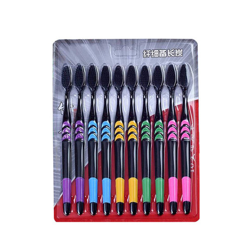 Promotion of 10 pieces, clean adult toothbrush, fine-bristled family size, bamboo charcoal toothbrush, soft-bristled teeth for couples