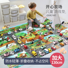 跨境儿童玩具游戏垫130*100开心农场 仿真家畜动物 交通停车场景