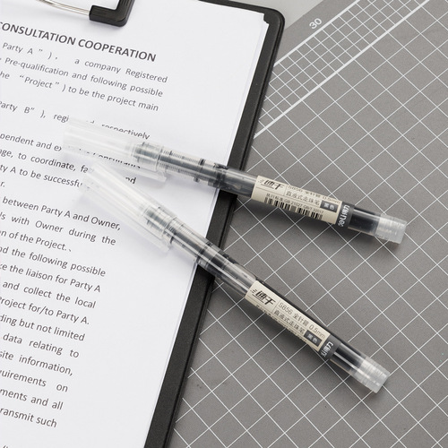 Deli/Deli S856 straight liquid pen students with gel pen ballpoint pen 0.5mm signature pen full needle tube three colors