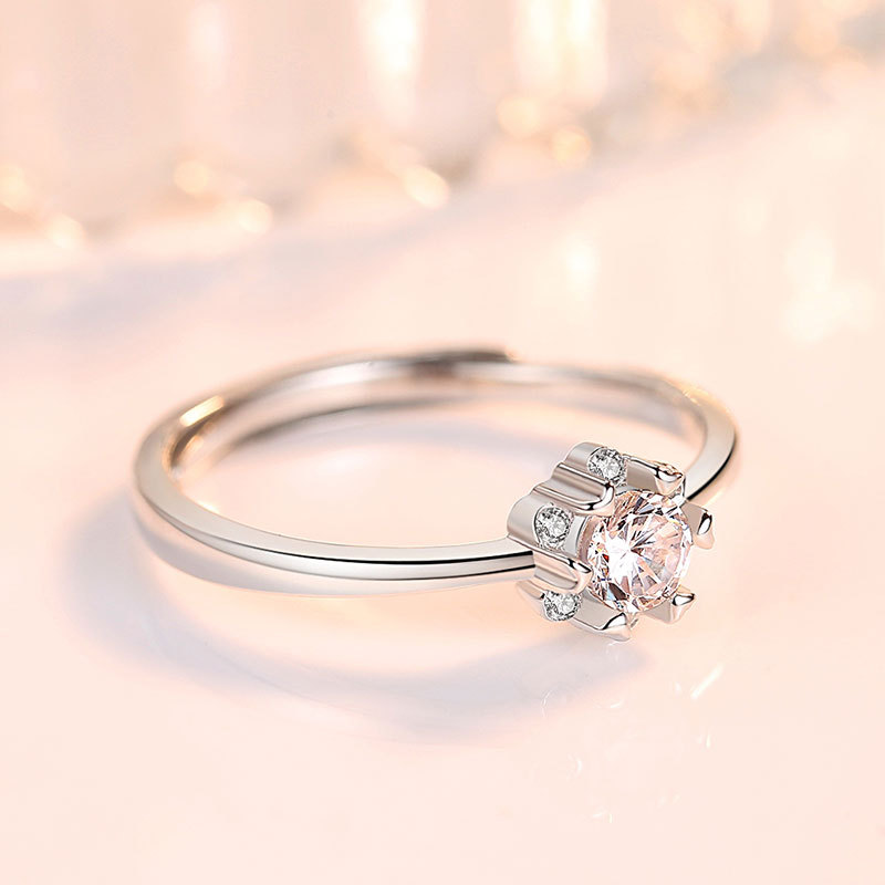S925 plata esterlina anillo de copo de nieve estilo japonés y coreano diamante simple pétalo personalidad anillo moda joyería de moda