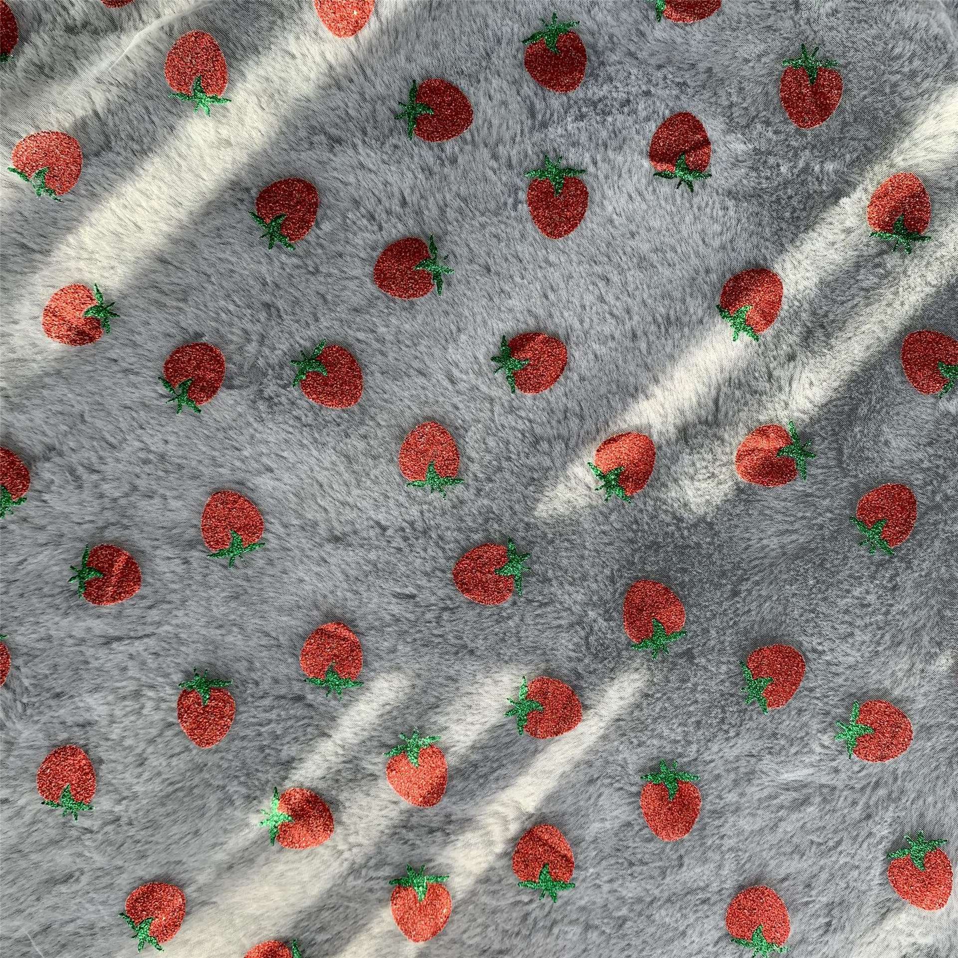 Milan red fresa impresión polvo Malla tela niños Lolita ropa de mujer tela fresa polvo estampado Malla tela