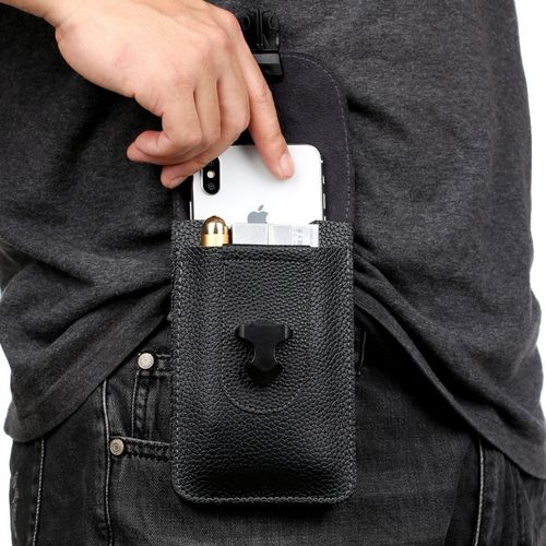 New Men's Thin Double Layer Waist Bag with Belt Multifunctional Mobile Phone Bag Waterproof Mini Pocket Bag Manufacturer Wholesale