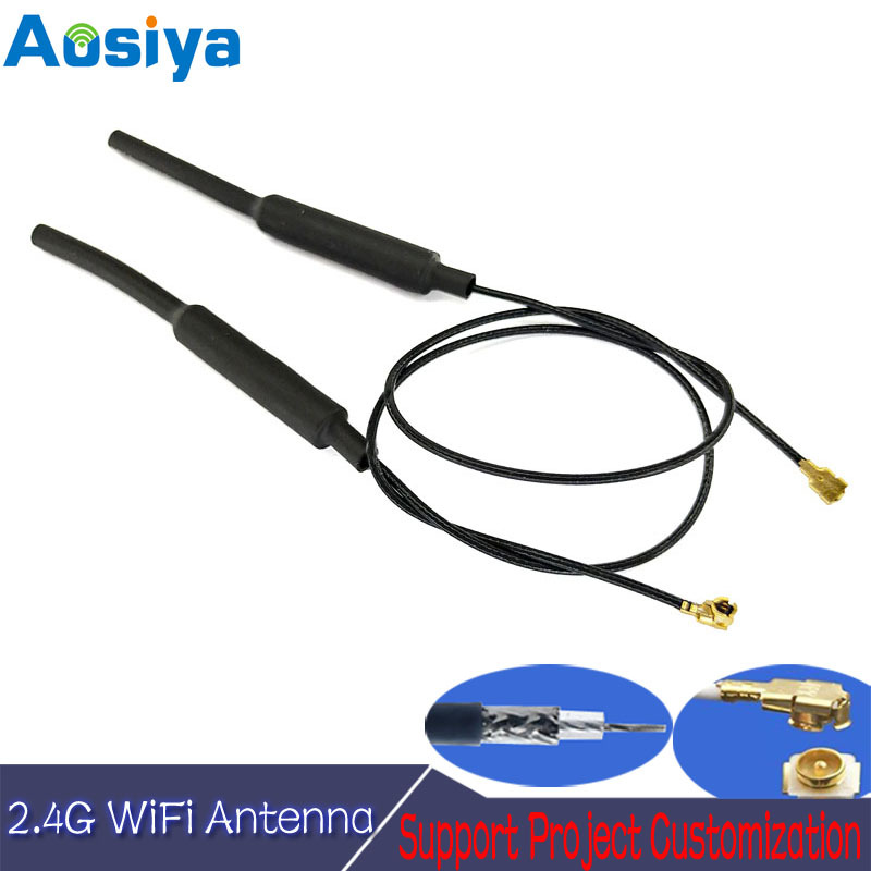 2.4G铜管天线WIFI带套管包祼1.13线长制UFL端子2DBI 2400~2500M