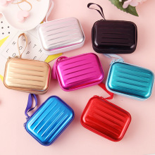 创意马口铁拉链零钱包糖果色拉丝钱包休闲耳机包小清新印花收纳包