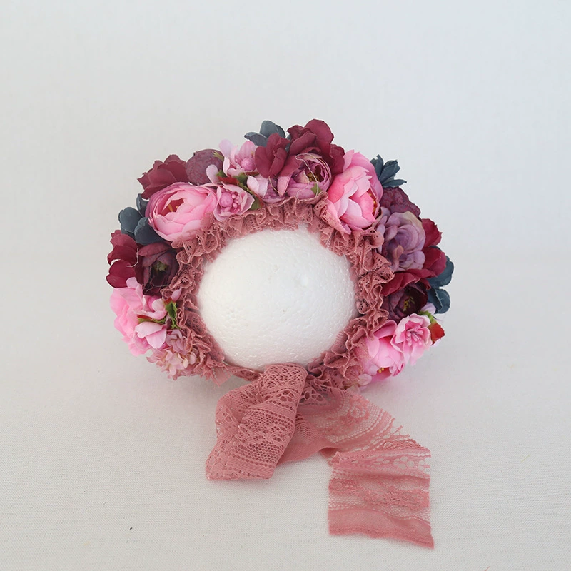 Photography props, hat for new born, set, flowered