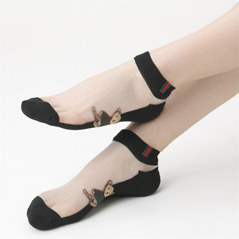 Women's hongsiyu glass silk Korean-style cotton bottom Crystal stockings deodorant anti-snagging ankle socks low-cut plus size socks