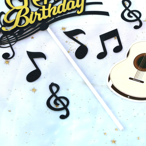 Copyright Baking Cake Decoration Musical Notes Music Violin Plug-in Birthday Decoration Card Plug-in