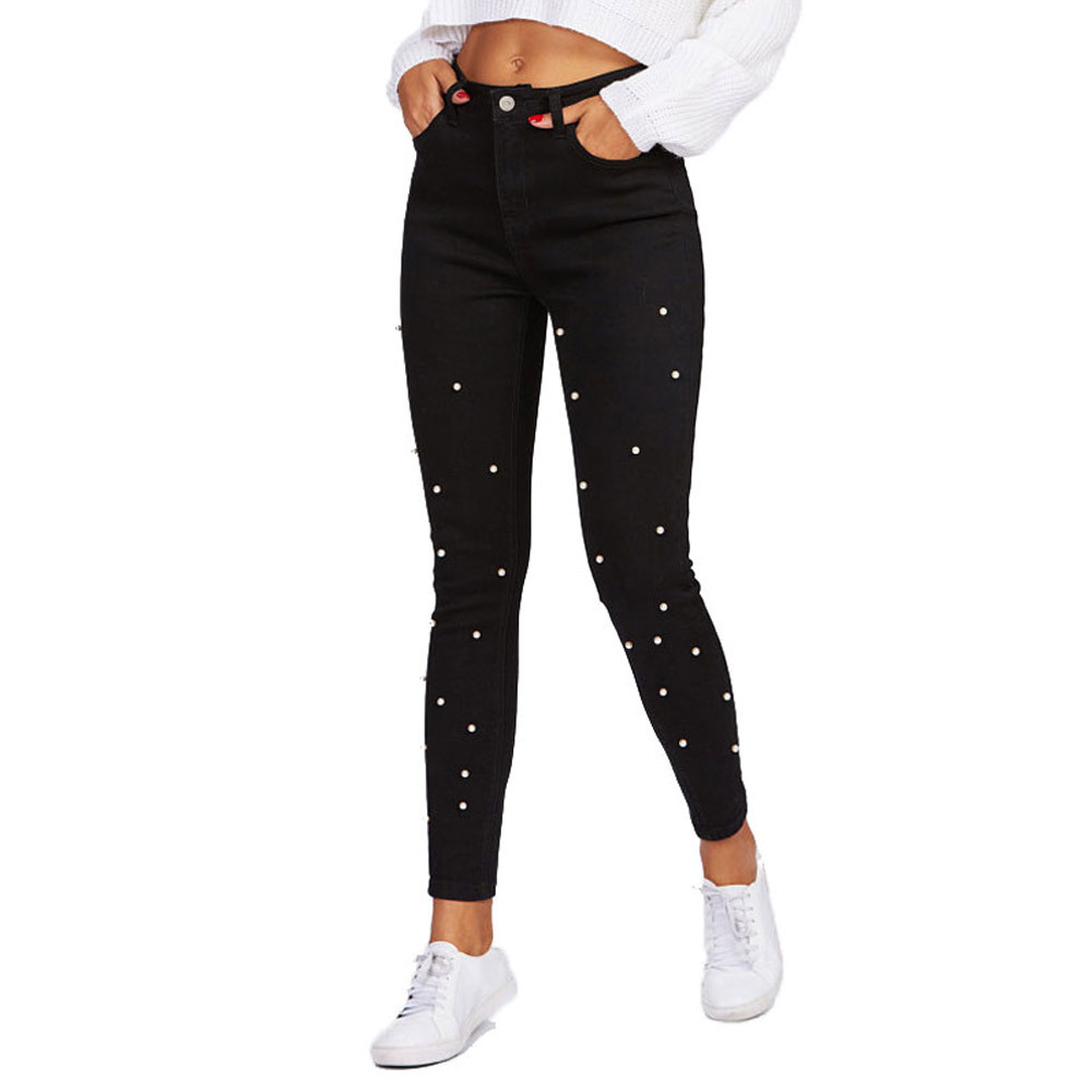 Pantalones vaqueros negros de mujer Black Pearl, primavera 2025, venta al por mayor en Amazon, Wish, AliExpress, eBay y sitios independientes.