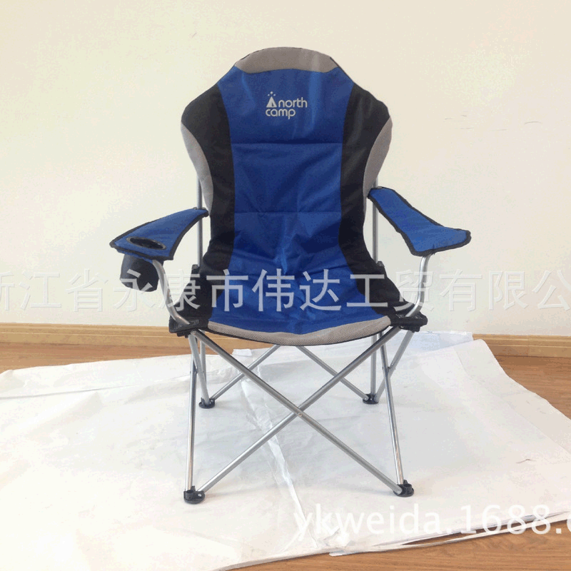 Suministro directo de fábrica engrosada silla plegable con reposabrazos de algodón europeo y americano caliente Silla de playa al aire libre Oficina reclinable de metal