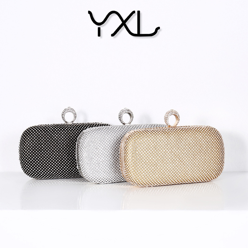 Fábrica transfronteriza Amazon anillo de diamantes bolso de noche de las mujeres embrague brillante bolso de banquete al por mayor