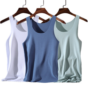 Silk sports elastic base body-friendly vest all-season with a round collar, slim fit