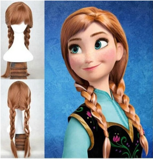Dark brown highlights White Anna long hair with braid cosplay anime wig in stock wholesale