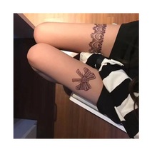 黑色汉娜蕾丝纹身贴纸梵花曼陀罗手背水转印跨境套装仿真刺青贴画