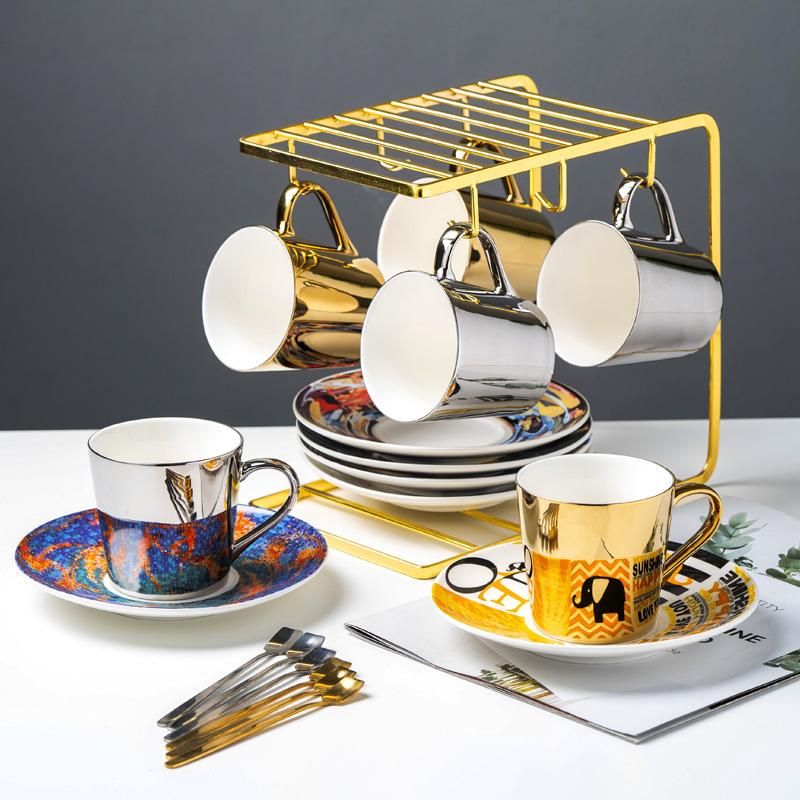 Jinfulandulo reflejo facial taza de café espejo Taza Internet Celebrity Reflexión personalidad creativa simple flor taza de té