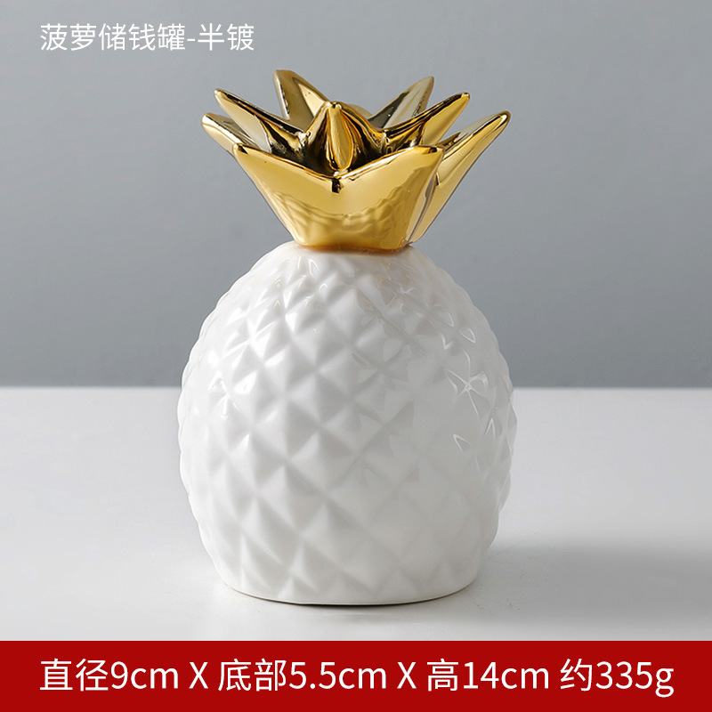 Transfronterizo estilo europeo cerámica piña alcancía oro galvanoplastia decoración del hogar vino creativo decoración del gabinete