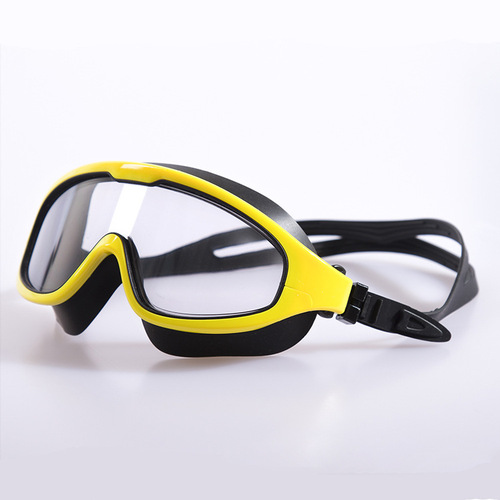 Boxed large-frame protective swimming goggles, myopia swimming goggles, anti-UV, anti-fog swimming goggles, silicone, 150~900 optional