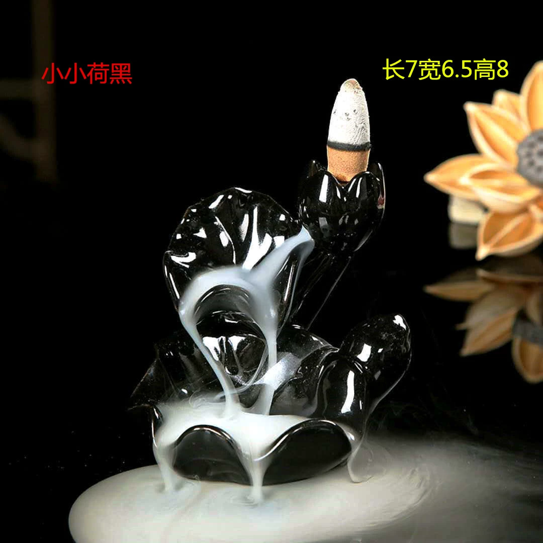 Ceramic Backflow Incense Burner, Lotus Inverted Design, Decorative Buddha Incense Holder
