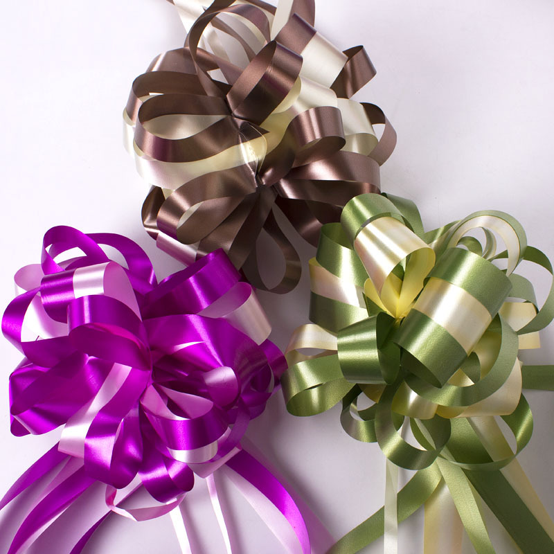 En stock suministro grande perezoso tire flor arco de dos colores mano tire flor boda coche floristería suministros materiales de embalaje al por mayor