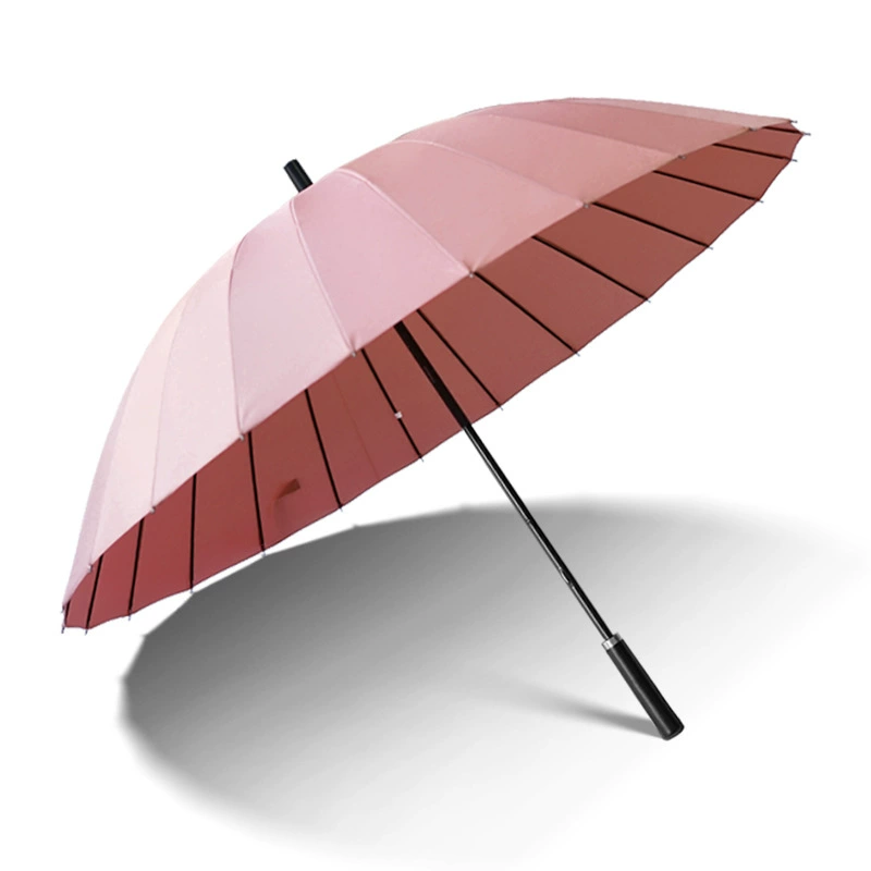 24 Bone straight pole umbrella resistance wind and wind, increase the long -handle umbrella double -man -bending business men and women's anti -strict rainstorm, wholesale