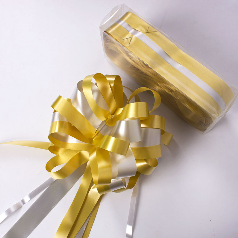 En stock suministro grande perezoso tire flor arco de dos colores mano tire flor boda coche floristería suministros materiales de embalaje al por mayor