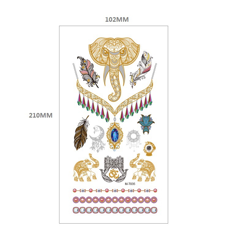 Bronceado tatuaje pegatinas agua transferencia MT metal impermeable tatuaje pegatinas fiesta Amazon estilo europeo y americano tatuaje