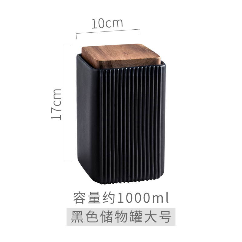 Creativo recto cuadrado hogar sellado tarro cocina multi-grano tarro de almacenamiento de cerámica tarro de té tarro