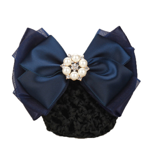 Professional hair flower wholesale Korean style hair net pocket pearl hair accessories bank stewardess nurse hair accessories hotel work hairpins
