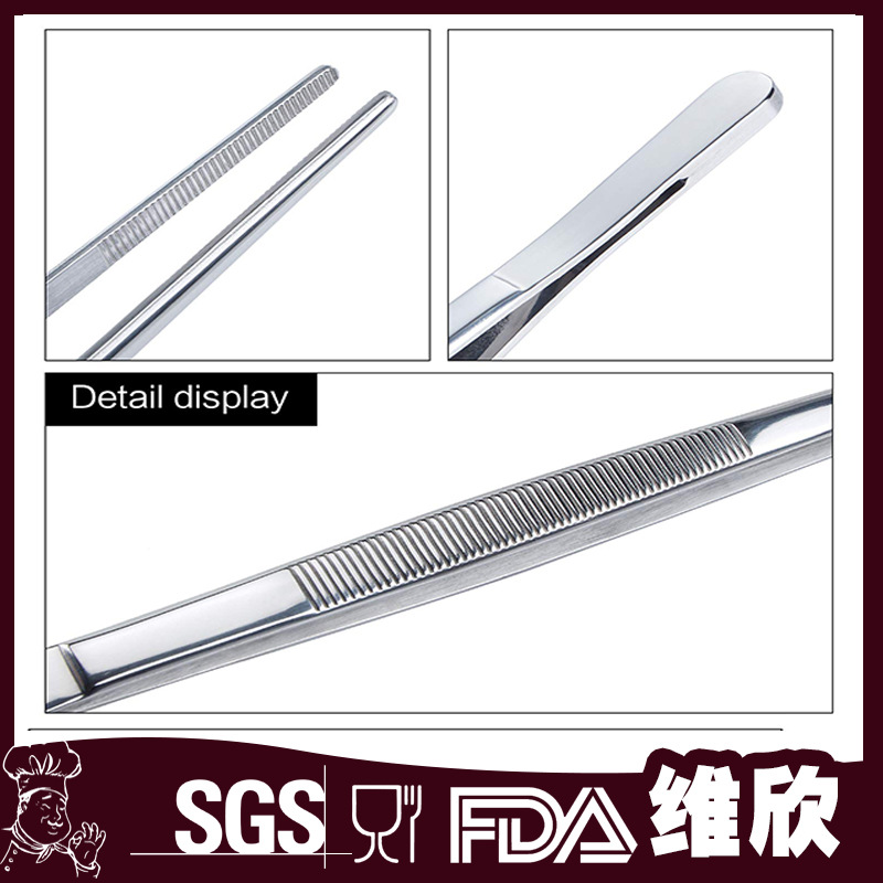 Herramientas de cocina directa de fábrica 30cm clip multiusos clip de comida de pan de acero inoxidable barbacoa suministros pinzas