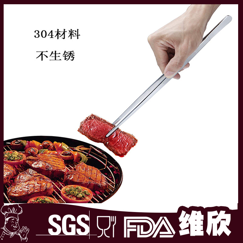 Herramientas de cocina directa de fábrica 30cm clip multiusos clip de comida de pan de acero inoxidable barbacoa suministros pinzas