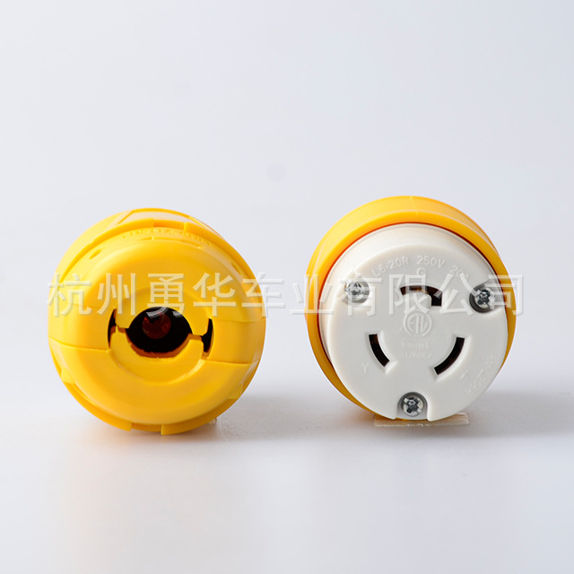 ETL认证美标NEMA L6-20R 锁式组装插头,20A,250V,电源接头，黄色M