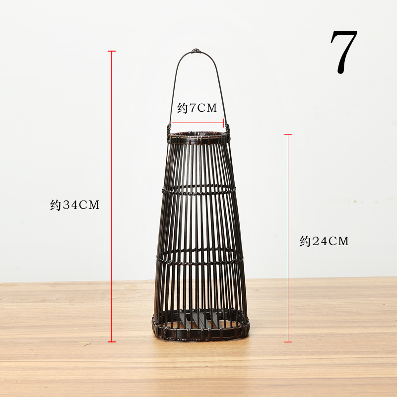 Cesta de flores de mano de bambú cesta de flores secas cesta de almacenamiento tejida artesanal ratán sala de estar decoración flor fábrica al por mayor