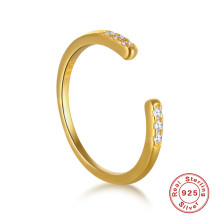 S925纯银简约轻奢女士戒指欧美潮流时尚韩范锆石开口食指银饰